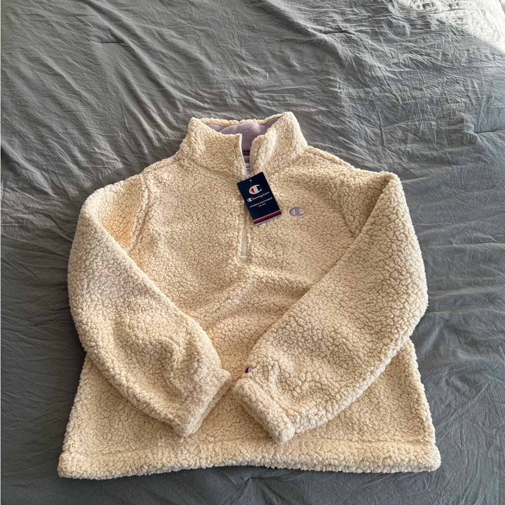 Champion Women's Cream Fleece Turtleneck Sweater